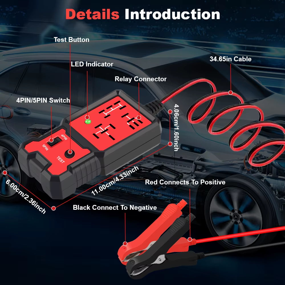 Automotive Electronic Relay Tester Car Relay Tester Universal 12V LED Indicator Light Car Battery Checker Car Accessories