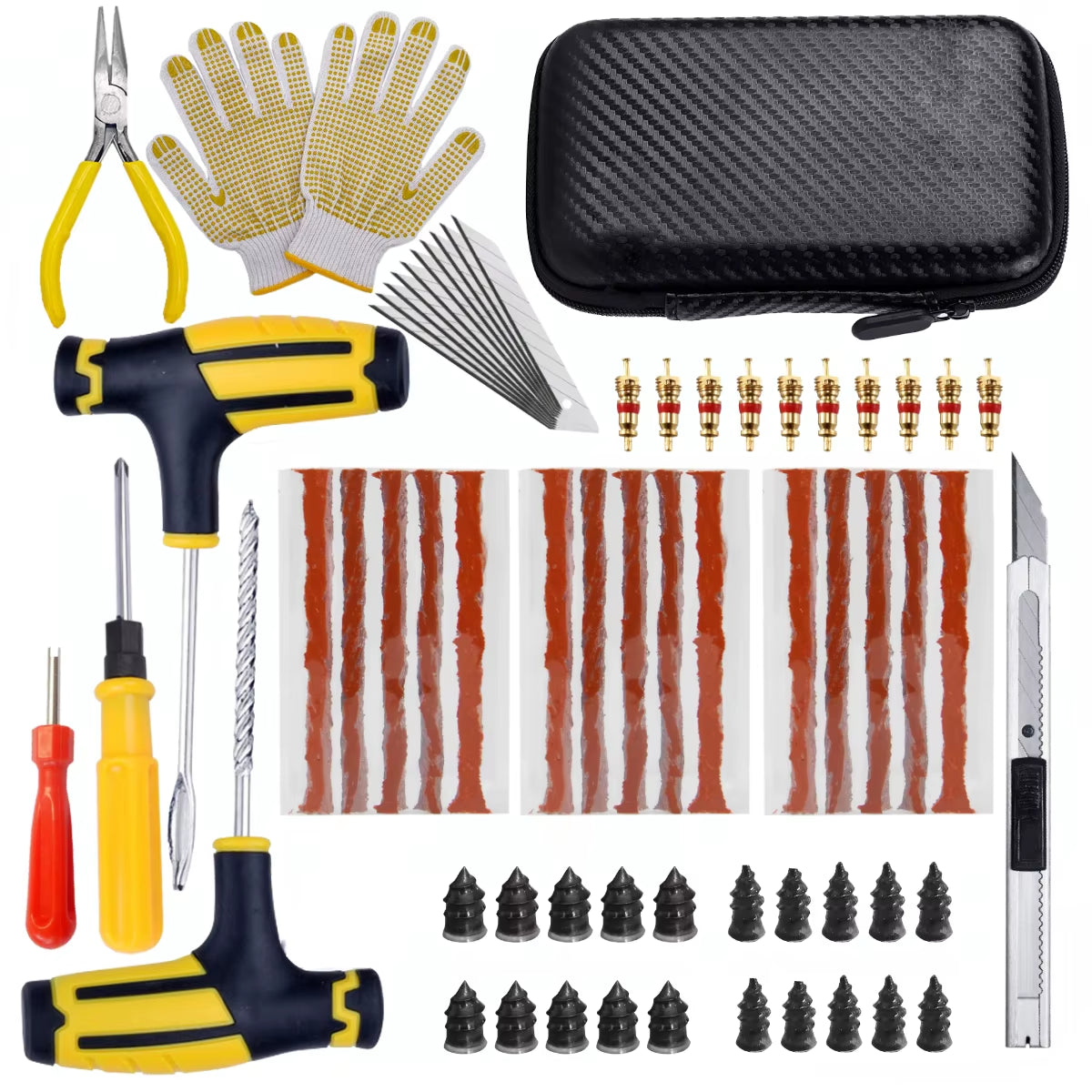 Car Tire Repair Kit Puncture Plug Tools Tyre Puncture Emergency for Universal Tire Strips Stiring Glue Repair Tool Kit