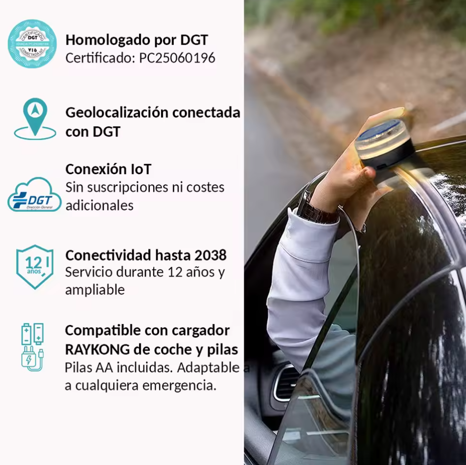 Baliza V-16 homologada con geolocalización DGT 3.0