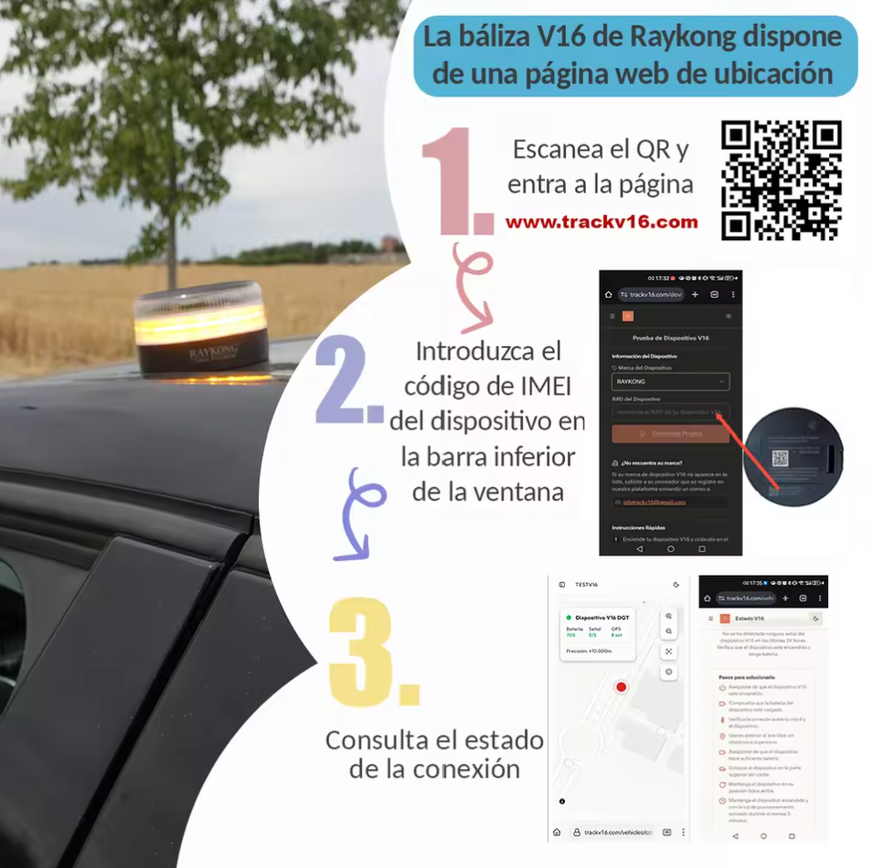 Baliza V-16 homologada con geolocalización DGT 3.0
