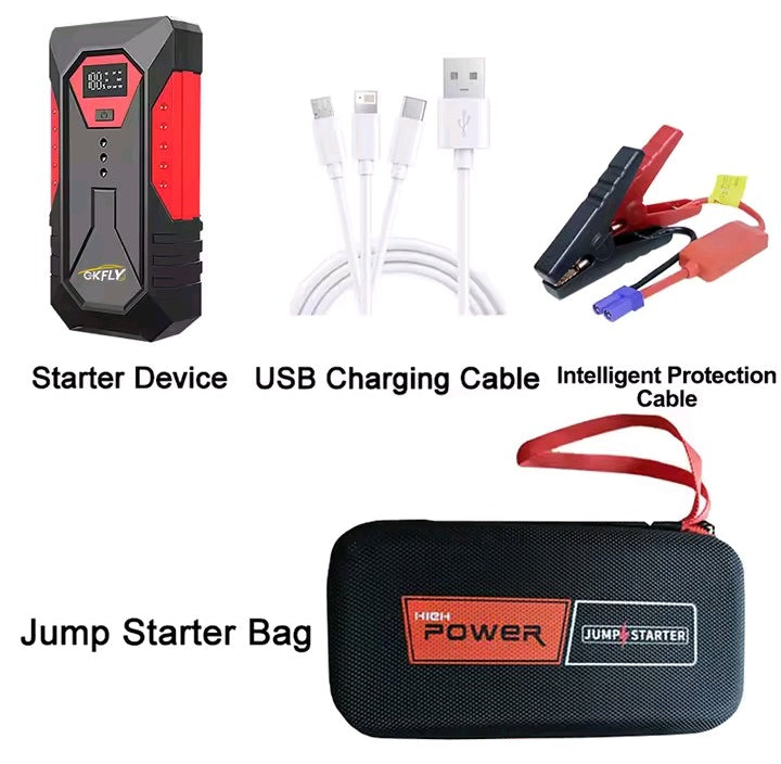 Power Bank Arrancador de Coche Multifunción, Cargador de Batería de Emergencia 12V con Display Digital y Linterna.