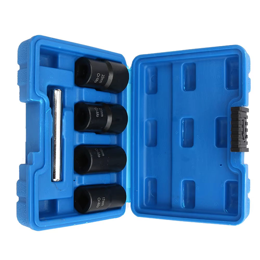 5Pcs 1/2" Twist Socket Set Locking Wheel Nut Bolt Stud Extractor Removers 17Mm 19Mm 21Mm 22Mm Socket Car Accessories