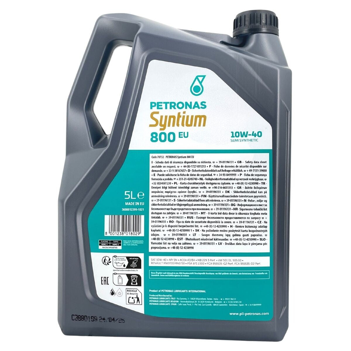 Aceite sintético de motor 10w40 800EU Petronas 5L